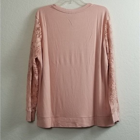 NEW Lace Top Adrianna Papell sheer lace sleeves - Picture 4 of 5